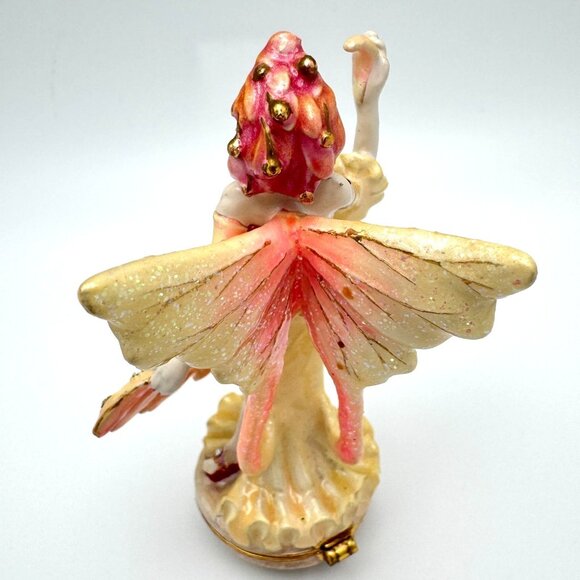Flamigo Fairy Trinket Box Yellow Wings  Rhinestone Accents Enamel Metal - Picture 8 of 9